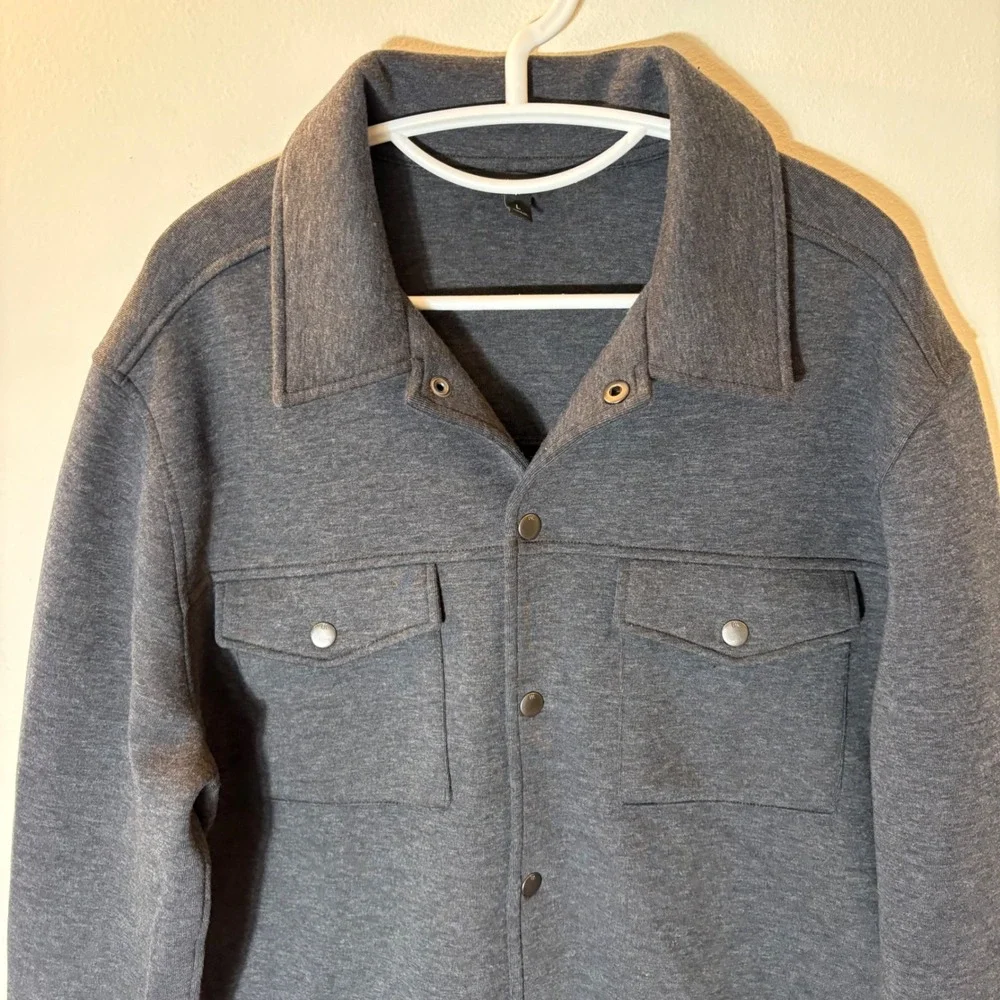 Banana Republic Scuba Shirt Jacket Mens Large‎ Charcoal Heather